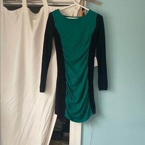 Express Green and Black Long Sleeve Dress